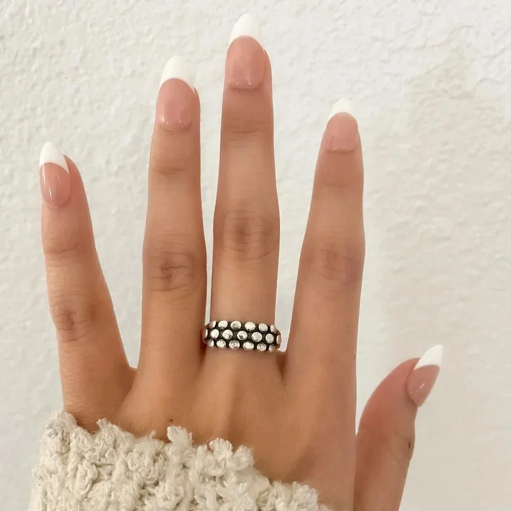 925 Sterling Silver Bead Ring Minimalist Ring Dainty Ring Stacakble Ring Band - Picture 2 of 9